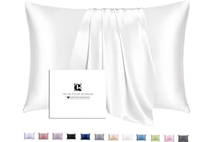 ‎RAVMIX SeidenKissenbezug 80x80, Ravmix Kissenbezüge aus Seide, für Haar und Haut, mit verstecktem Reißverschluss, beide Seiten Seide, Maulbeerseide Kopfkissenbezug 80x80, 1 Stück, Elfenbein