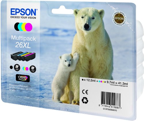 Epson Original T26 Tintenpatrone Eisbär XL, Multipack 4-farbig (Frustfreie Verpackung) - 2