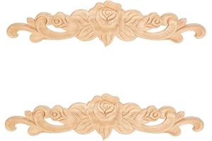 MUXSAM 2pcs Applique en Bois Bois Sculpté Vintage Décalque de Sculpture sur Bois Non Peint Bois Sculpté d'angle 20 * 5cm