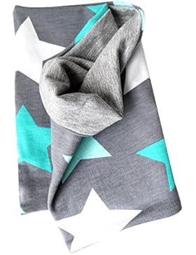 WOLLHUHN ÖKO Leichtes Halstuch, Kurzloop, Schlupfschal, Schal BIG Stars grau / mint für Jungen und Mädchen, 20160226