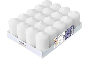 ‎HORECA CANDLES Horeca Candles - Stumpenkerzen - Weiß - Ø 4 x 7 cm - 20er Set Blockkerzen - Lange Brenndauer 12 Stunden - Ohne Duft - Kerzen für Haushalt, Feiern und Gastronomie