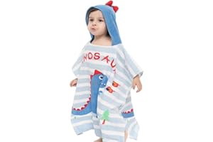 Hilmocho Children's Poncho Towel with Hood Toddler Beach Bath Towel with Hood Soft Absorbent Cotton Bath Towel for Boys Girls