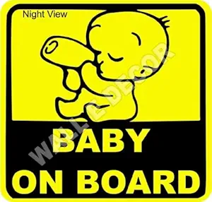 Samritika Ventures Sticks Inside Glass Reflective Car Safety Baby on Board Decal Sticker -Set of 2+1