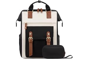 LOVEVOOK Plecak damski, wodoszczelny, plecak na laptopa o przekątnej, duży plecak szkolny z przyłączem USB do ładowania, do szkoły, pracy, na uczelnię, dla nauczycieli, biznesu, biura, czarny