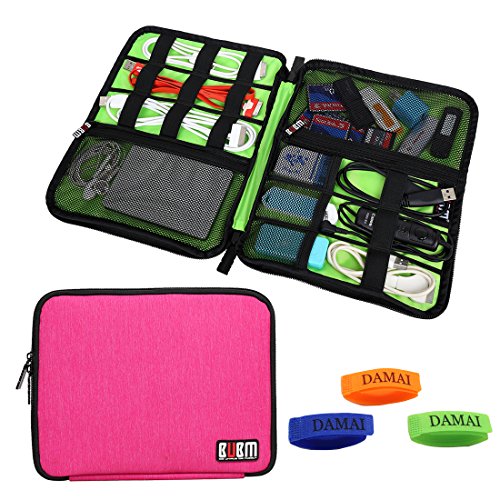Damai Universal Kabelbeutel für Elektronikzubehör Wie USB Drive Treiber Beutel Tasche Reise Urlaub Faltbar (große-Rotrosa)