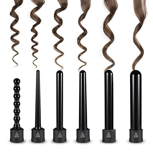 Lockenstab, NexGadget 6 in 1 Multi-Lockenwickler Kit, Austauschbares Multifunktions Lockenwickler Kit, Turmalin Keramik Lockenwickler professionelle Curling Eisenstab, Haar Lockenstab, mit hitzebeständige Handschuhe（Geschenk Set） - 4