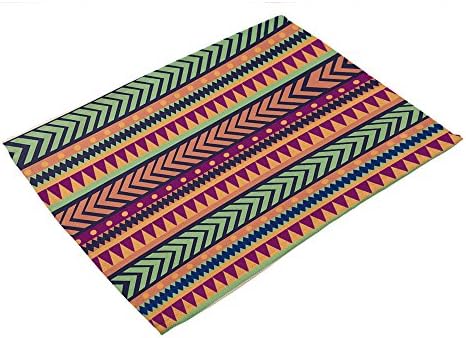 HJHET Simple fashion geometric art grain printing cotton linen mat, 42*32cm