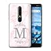 Produktbild Stuff4® Personalisiert Rosa Marmor Mode Hülle für Nokia 6 2018 (6.1) / Gerahmt Silber Single Design/Initiale/Name/Text Schutzhülle/Case/Etui