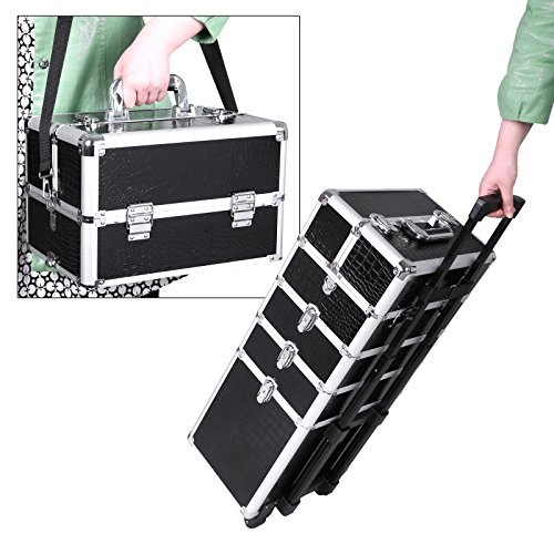 Songmics alu trolley Kosmetikkoffer Handgepäck Box case croco 7 in 1 schwarz JHZ06B - 2