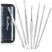 EmaxDesign 7 Pieces Blackhead Remover Pimple Acne Extractor Kit Tool - Professional Facial Blemish Treatment Tools For Nose Face Skin Whiteheads Comedones and Zit Removing With Zippered Leather Case