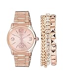 SIX Damen Schmuckset, Armbanduhr, 3 Armbändern, Box, roségoldene Farbe (19-990)