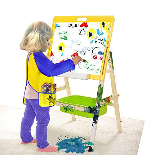 Kuuqa Wasserdicht Kunst Handwerk Schürze Kunstkittel Malschürze für Kinder mit 3 geräumige Taschen - 6