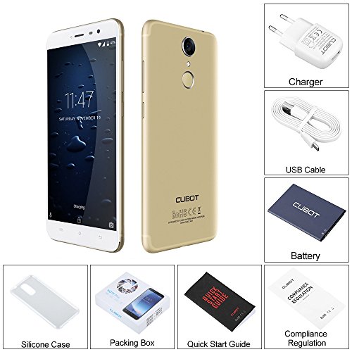 Cubot Note Plus (2017) Smartphone ohne vertrag ( 13,22 cm (5.2 zoll) , 32GB Speicher, 3GB RAM, Anroid 7.0, 16MP + 16MP Dualkamera, Dual Sim Smartphone) 4G LTE Smartphones