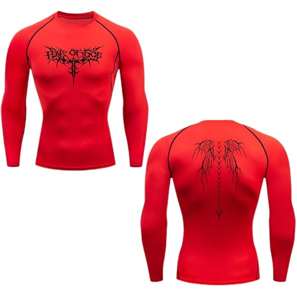 T-shirt De Compression Homme Avec Imprimé Croix - 90% Polyester, 10% élasthanne - Pour Sport, Fitness, Course
