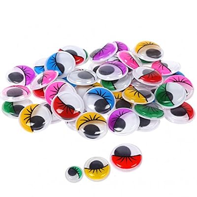 Pengyu Zhouba Lot de 50 adhésifs en forme yeux mobiles avec cils Plusieurs couleurs, Plastique, comme sur l'image, 1.5cm