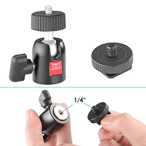 Comprar Neewer - Tornillo para trípode de 1/4 Mini Ball Head con
Bloqueo y Adaptador de Zapata Caliente para luz LED, Monitor, cámaras
DSLR, Vídeo y videocámaras Revisión