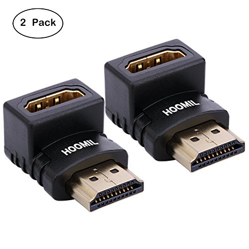 HOOMIL HDMI Adapter, 90 Grad Winkel High Speed HDMI Stecker auf HDMI Buchse Adapter - Schwarz (2 Stück)