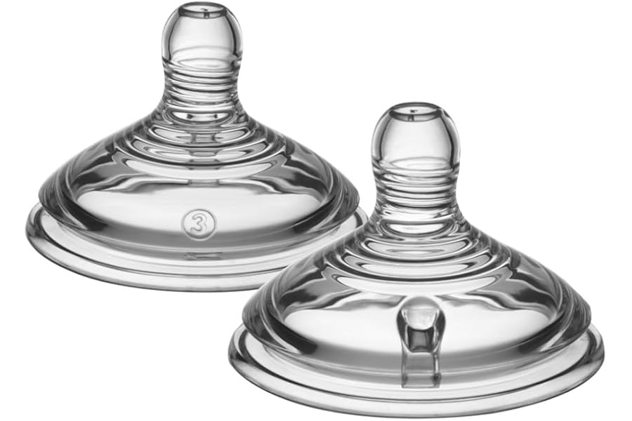 Tommee Tippee Natural Start Baby Bottle Teats, Fast Flow for 6m+, Pack of 2 Breast-Like Teats for a Natural Latch, with Anti-Colic Valve and BPA Free Soft Silicone