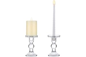 Nuptio Juego De 2 Candelabros De Vidrio Transparente para Candelas, Centros De Mesa Candelabros para Velas De 75 Mm Velas Y Velas Cónicas Decoración Ideal para Bodas, Eventos Especiales, Fiestas