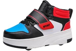Hixingo Kids Roller Skate Shoes for Boys Girls, Fashion Skateboarding Shoe with Wheels Retractable Skating Shoes, Abrasion Resistant Parkour Shoes Children's Sneakers for Beginner Walking