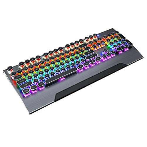 Preisvergleich Produktbild NN-keyboard Schreibmaschine Reale Mechanische Tastatur Grüne Achse Spiel Athletische Metall Retro Runde Schlüssel Steampunk Plating USB Wired Mechanische Tastatur