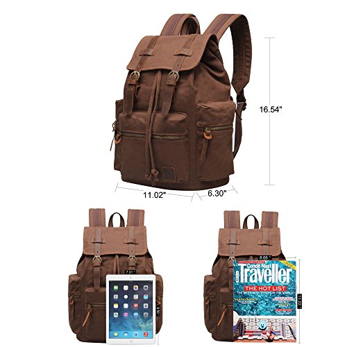 Veevan Herren Damen Vintage Canvas Rücksack Retro Schulrucksack Daypacks - 6