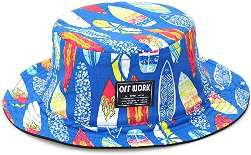 AJOG Hip Hop Bucket Sun Hat Unisex Mens Ladies Reversible Surfboard Printing Bush Sunhats,Foldable Cotton Double-Side Fisherman Cap