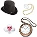 Produktbild Sofias Closet weiß Kaninchen Alice Tee Party Set Nase Top Hat Oversize Uhr Halskette Wonderland