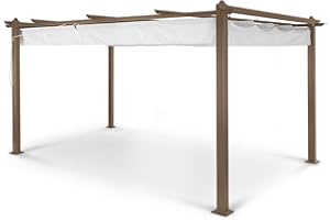 Blumfeldt Pergola Impermeable con Techo Retráctil, Cenador Metálico Estable, Carpa con Estructura de Aluminio y Protección UV, para Jardín, Exterior, Hecho de Poliéster 3 x 4 m