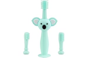 Vicloon Szczoteczka do zębów dla niemowląt i małych dzieci, 3 szt. silikon klasy spożywczej miękkie szczoteczki do zębów dla małych dzieci z wymiennymi głowicami uroczy wzór koala, zestaw do pielęgnacji jamy ustnej dla dzieci w wieku 0-3 lat