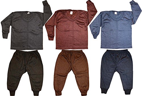 Kids Unisex Body Warmer Thermal Winter Wear (Top + Bottom) Multi-Color(Set of 3) (12-18 Months) RS.399 (73.00% Off) - Amazon