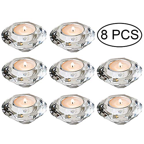 Wedecor Candeleros Cristales De Vidrio Superior, Candelero del Aroma En La Forma del Diamante, Decoración para Boda/Mesa/Petición De Matrimonio/Barra De Bar (candelero, 8 Piezas)