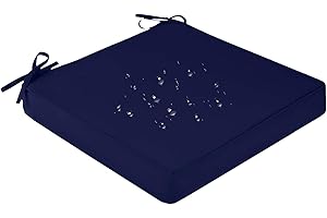JIANYANA 10CM Thick Waterproof Oxford Fabric Seat Cushions with Removable Cover - High Resilience Foam Chair Cushions for Indoor & Outdoor Use, Cushion Pads for Sofa, Dining Chairs, Armchairs（1PACK Navy）