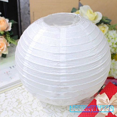 IDEAW 12″ weiße Papier Laterne Lampion rund Lampenschirm Hochtzeit Party Dekoration Ballform (10er Packung) - 5