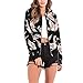 Produktbild Sunday Damen Jacke Sommer Herbst Bomberjacke Blumenprint Langarm Jacke Retro Piloten Biker Kurz mit Reißverschluss Outerwear Slim Party Oberteil Oberbekleidung