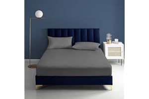RUN HELIX 150x200 cm King Size Fitted Sheet - Deep Pocket 16 inch (40cm) Soft Microfibre Fabric Fitted Sheets King Elasticated Sheet Anti-Fade and Anti-Shrinkage (Grey)