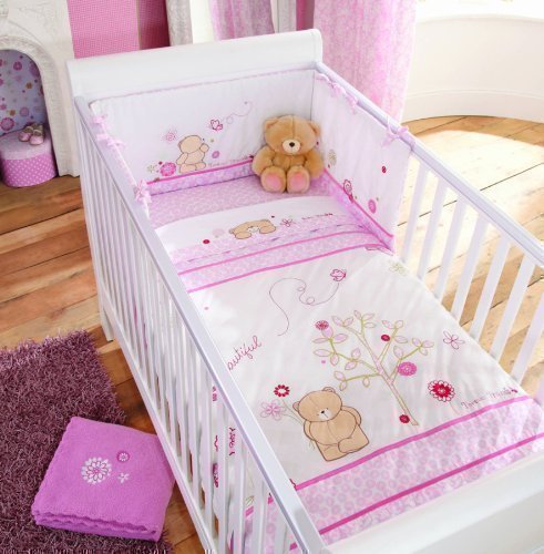 Forever Friends 'beautiful' by izziwotnot Cot/cot bed Quilt for baby girls nursery - Pink