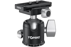 Accsoon toprig Ball Mini-Kugelkopf, 360°-Panorama-Stativkopf mit 1/4-Schraube, 3/8-Zoll-Gewindehalterung und Schnellwechselplatte, kompatibel mit DSLR-Kameras, Camcordern, Smartphones