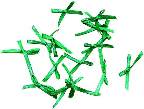 Papercellar Mini Satin Ribbon Bows Green - per pack