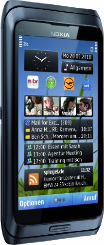 Nokia E7-00 Smartphone (10.2cm (4 Zoll) Clear-Black AMOLED Touchscreen, QWERTZ-Tastatur, 8 MP Kamera, GPS, WiFi, Ovi Karten, HDMI, 3.5mm Buchse) dark grey
