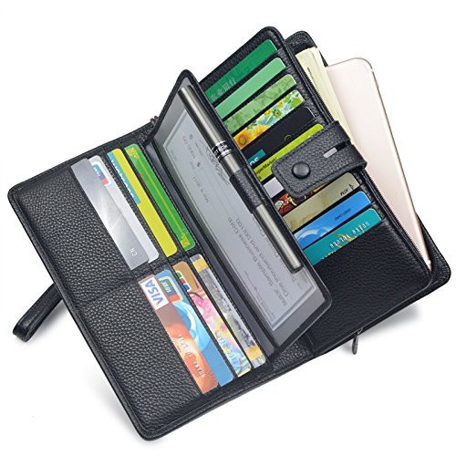 BveyziWomen's Big Fat RFID Blocking Leather Clutch Wallet Organizer Checkbook Holder
