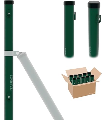 Italfence - Poste Tubo Redondo Para Cercado, Plastificado Verde (Todas Las Alturas) [H 150cm, 48mm, 10 Piezas
