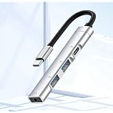 Coverzone Ses Kartlı USB Hub &Ccedil;oklayıcı Adapt&ouml;r 4 in 1 Ses Kartlı USB/Type-c To USB 3.0, USB C ve 3.5mm Jak &Ccedil;ıkışlı Macbook Uy