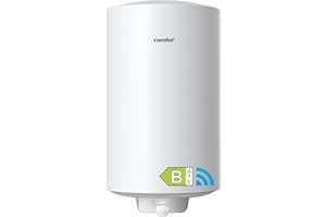 COMFEE' D50-15EFG Calentador de agua eléctrico de pared Accumolo de 50 L para sobre fregadero, Wi-Fi, control remoto por smartphone, compacto, fácil de instalar, color blanco