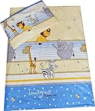 Babies-Island A 2 Piece Bedding Set Pillowcase+Duvet Cover For Baby Toddler To Fit Cot/Cot Bed - BLUE ZOO IMAGINE (90x120cm)