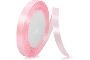 IMSOLDECOR Blush Pink Ribbon 10mm, 23 Meters Solid Color Satin Gift Ribbon for Crafting, Gift Wrapping, Balloons, Hair Bows Making, Sewing, Wreaths, Bridal Bouquet, Cakes and Wedding Party Decoration