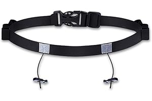 LSUWDE Race Number Belt With Reflective Running Belt and 6 Energy Hoops - Adjustable for Marathon, Cycling, Triathlon