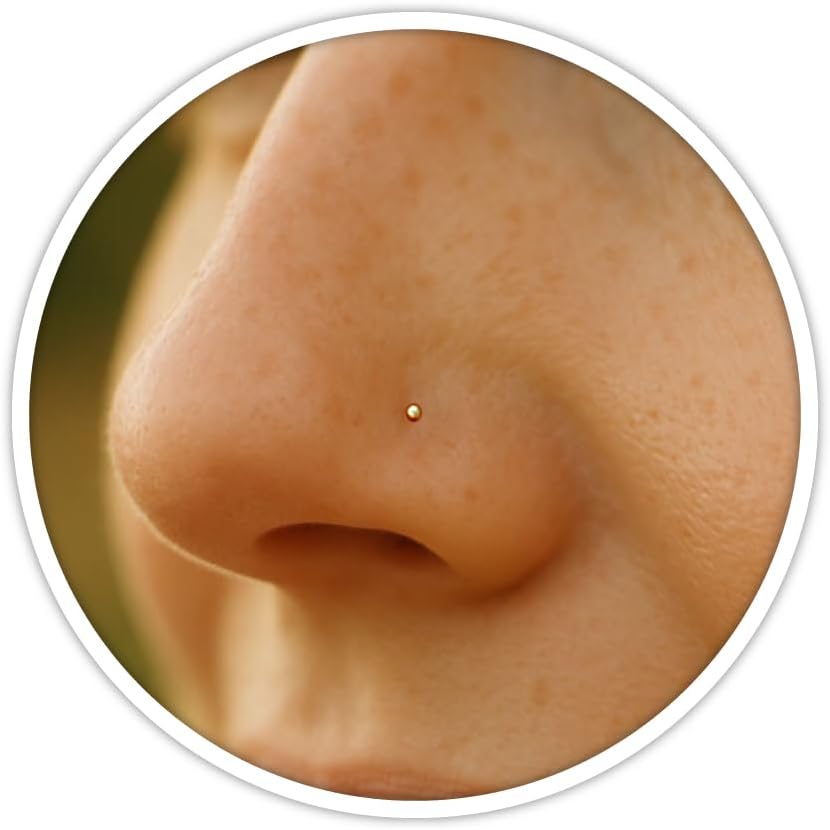 ALOME PIERCINGS Pendiente para la nariz para mujer, plata de ley 925 y oro de 14 quilates, en forma de L, joyería fina