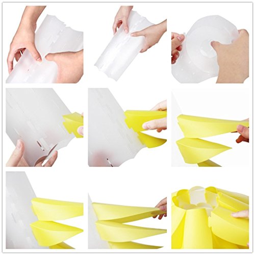 Excerando Decke hängende DIY IQ Puzzle Lotus Flower Lampenschirm Kit Wohnzimmer Esszimmer Dekor Beleuchtung, Durchmesser 53 cm(Gelb) - 5