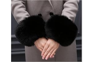 SHTGOI Polsini da donna in pelliccia sintetica, scaldamuscoli, scaldamani invernali, maniche in peluche, scaldamani in pelliccia, colore nero